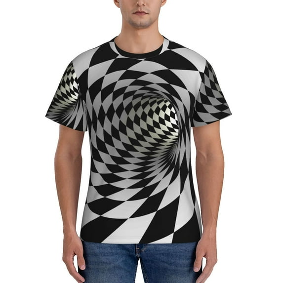 Naloa 3D Vortex Illusion Men's T-Shirt Sport T-shirt Men's Basic Tee Casual Men's Shirt, Round Neck, Short Sleeves - 3X-Large