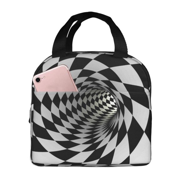 Naloa 3D Vortex Illusion Print Lunch Box for Women Men,Insulated Lunch Bag,Lunchbox,Thermal Leakproof Cooler,Reusable Lunch Tote Bag for Work School Travel Picnic