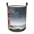 thumbnail image 1 of Naloa 3d Lighthouse in the Surf Large Laundry Basket Waterproof Round Collapsible Storage bin with Handles for Hamper Kids Room,Toy StorageSmall, 1 of 6