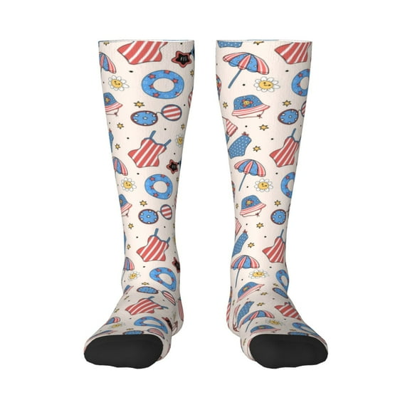 Naloa 4th Of July1 Thigh High Socks Extra Long Stretchy Sock Women Over Knee High Opaque Stocking Daily Wear