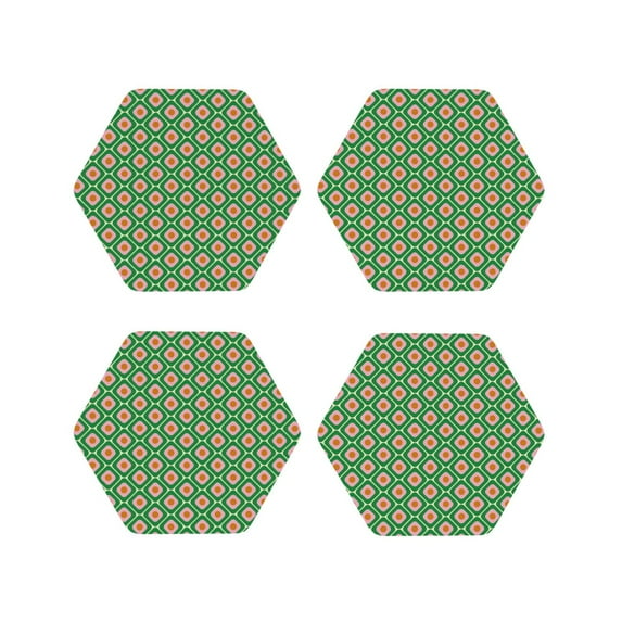 Naloa 60s and 70s Style Leather Coasters for Drinks, Durable Drink Coasters 4 Set for Tabletop Protection, Luxurious Home Décor and Housewarming Gift ( {designName})Hexagon