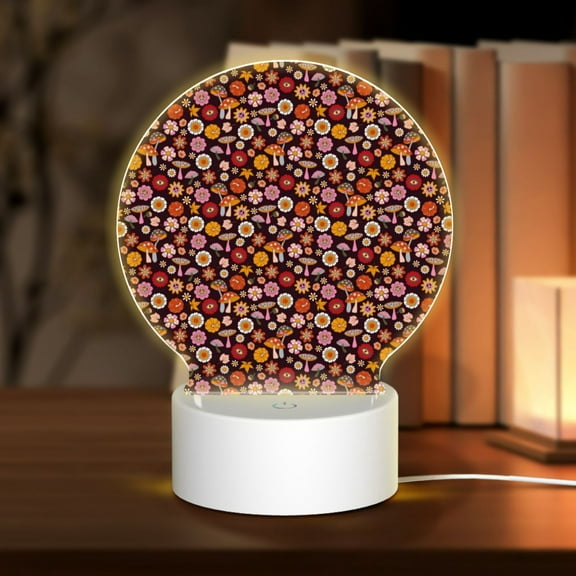 Naloa 70s Groovy Hippie Retro Acrylic LED Night Light Custom LED Lights Personalized Nightlight Customized Gifts for Family Couples Friends