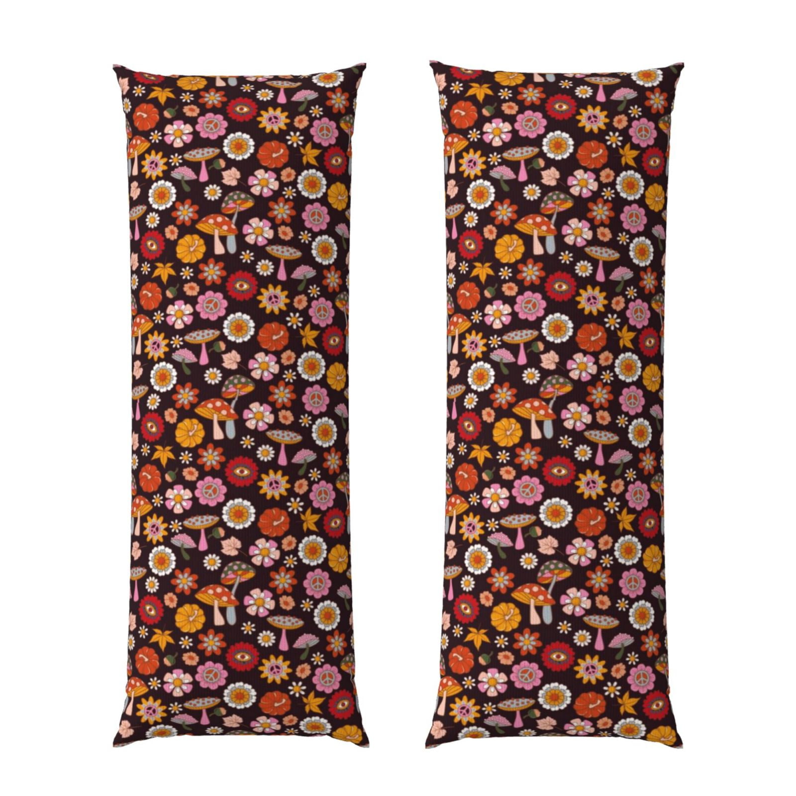 Naloa 70s Groovy Hippie Retro Super Soft 20x60 Body Pillow Case,Long Side Hidden Zipper（PILLOWS ARE NOT INCLUDED）