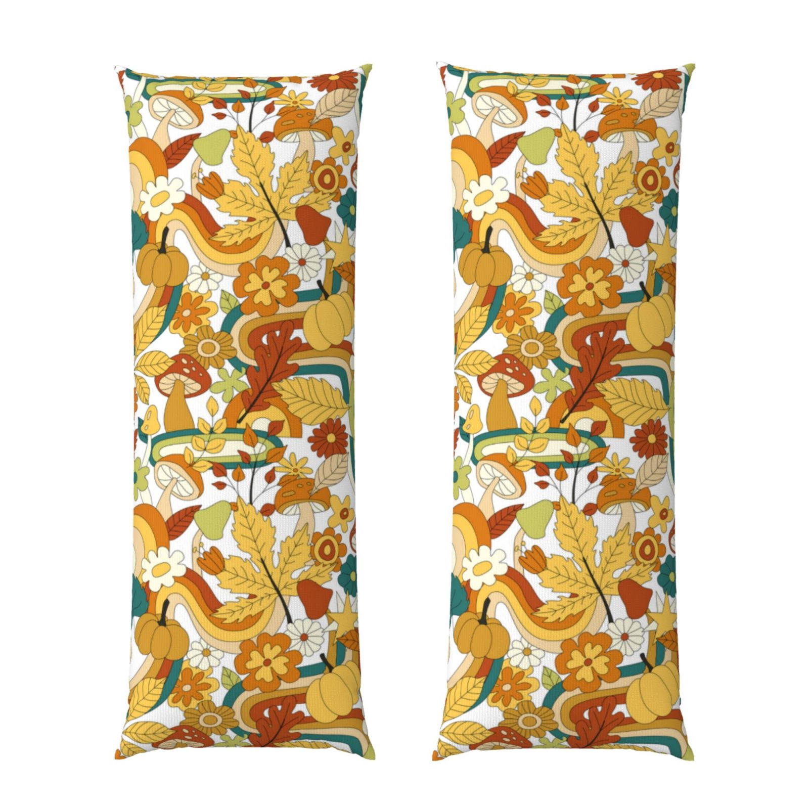 Naloa 70s Groovy Hippie Super Soft 20x60 Body Pillow Case,Long Side Hidden Zipper（PILLOWS ARE NOT INCLUDED）