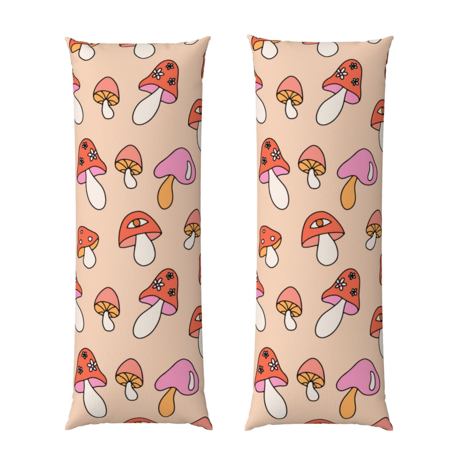 Naloa 70s Mushroom Super Soft 20x60 Body Pillow Case,Long Side Hidden Zipper（PILLOWS ARE NOT INCLUDED）