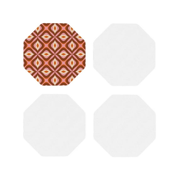 Naloa 70s Retro Style Leather Coasters for Drinks, Durable Drink Coasters 4 Set for Tabletop Protection, Luxurious Home Décor and Housewarming Gift ( {designName})Octagon