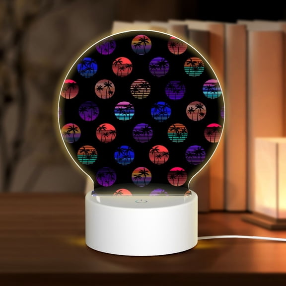 Naloa 80s Style Palm Trees Acrylic LED Night Light Custom LED Lights Personalized Nightlight Customized Gifts for Family Couples Friends