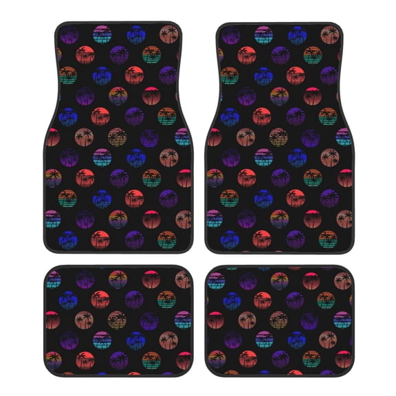 Naloa 80s Style Palm Trees Car Foot Mat Set of 4 Pieces - Universal Floor Liner Neoprene Full Set Floor Mats for Cars Trucks SUV