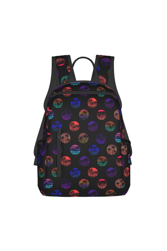 80s Style Palm Trees Print Lightweight DayBackpack Suitable for school, work, shopping, travel, etc.