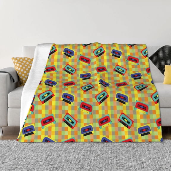 Naloa 90s Audio Tape Flannel Blankets - Thick and Warm Blanket for Winter, Soft Fuzzy Plush King Blanket for All Seasons80"x60"