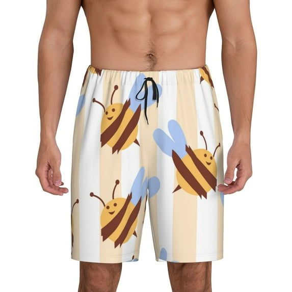 Naloa A Bee Men's Short Pajama Pants, Pj Shorts, Lounge Comfort Shorts-Medium