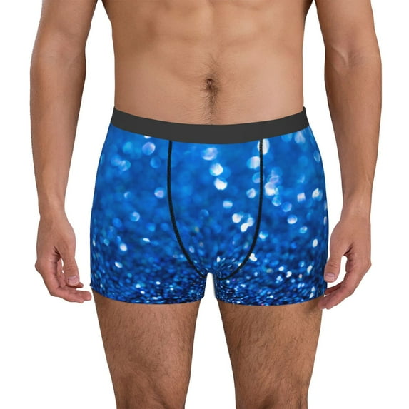 Naloa A Blue Glitter Mens Underwear - Boxers for Men, Mens Boxer Briefs, Classic Briefs for Men-Small