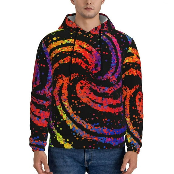 Naloa A Bright Abstract Men's Casual Hooded Collar Drawstring Hoodies Pullover Sweatshirts Casual Long Sleeve Shirts-4X-Large