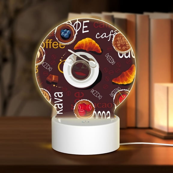 Naloa A Cup Of Black Coffee On A Saucer Acrylic LED Night Light Custom LED Lights Personalized Nightlight Customized Gifts for Family Couples Friends