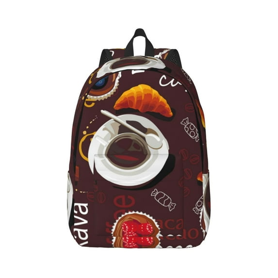 Naloa A Cup Of Black Coffee On A Saucer Canvas Backpack for Men Women Rucksack Casual Travel Daypack College Tote Satchel Bookbag for Teens-Medium