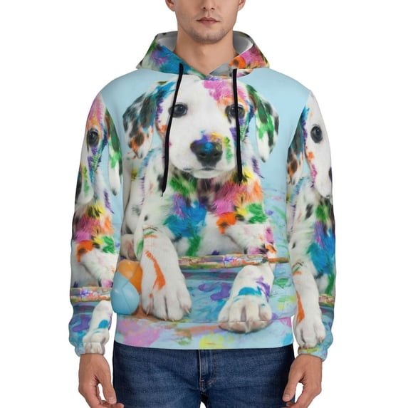 Naloa A Funny Little Dalmatian Puppy Men's Casual Hooded Collar Drawstring Hoodies Pullover Sweatshirts Casual Long Sleeve Shirts-4X-Large