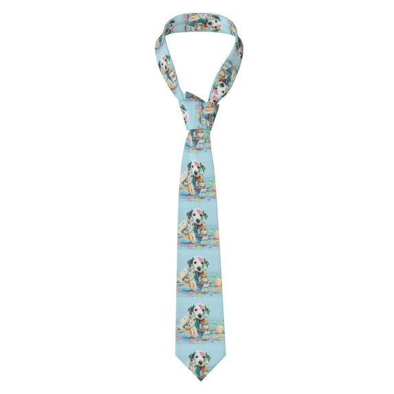 Naloa A Funny Little Dalmatian Puppy Print Solid Color Tie Formal Necktie for Men，Suitable for business, daily life, work