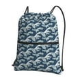 thumbnail image 1 of Naloa A Japanese Great Wave Drawstring Backpack String Bag Cinch Water Resistant for Gym Shopping Sport Yoga, 1 of 6
