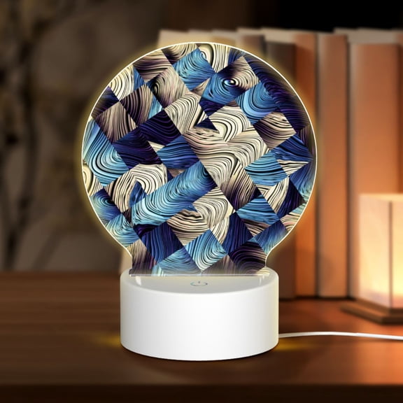 Naloa Abstract Blue Squares Acrylic LED Night Light Custom LED Lights Personalized Nightlight Customized Gifts for Family Couples Friends