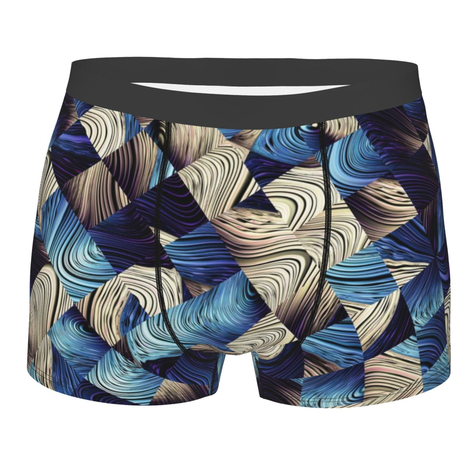 Naloa Abstract Blue Squares Print Mens Underwear - Boxers for Men ...