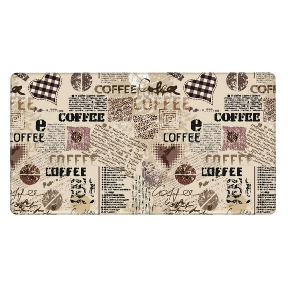 Naloa Abstract Coffee Pattern With Letters Gaming Mouse Pad Large Mouse Mat Long Extended Desk Pad Non-Slip Rubber Mice Pads Stitched Edges Thin Pad (16x29.5 Inch)