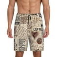 thumbnail image 1 of Naloa Abstract Coffee Pattern With Letters Men's Short Pajama Pants, Lounge Comfort Shorts with Elasticized Waistband and Side Pockets - Large, 1 of 9