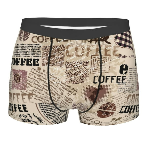 Naloa Abstract Coffee Pattern With Letters Print Mens Underwear - Boxers for Men, Classic Briefs for Men