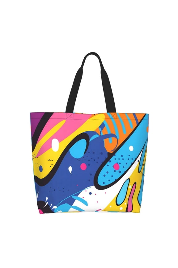Abstract Color Splash Tote Bag for Women Large Capacity Shoulder Bag for College Work Travel Shopping