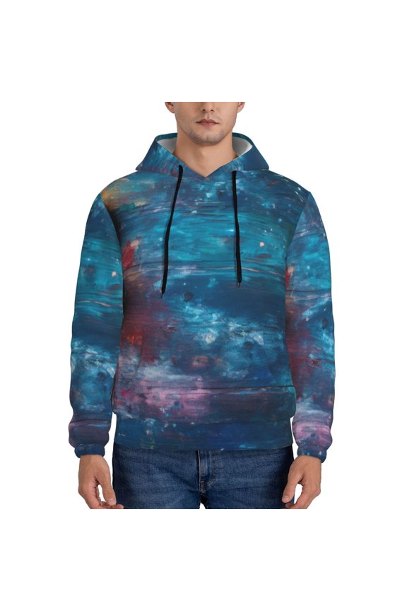 Abstract Colorful Art Supplies Men's Casual Hooded Collar Drawstring Hoodies Pullover Sweatshirts Casual Long Sleeve Shirts-4X-Large