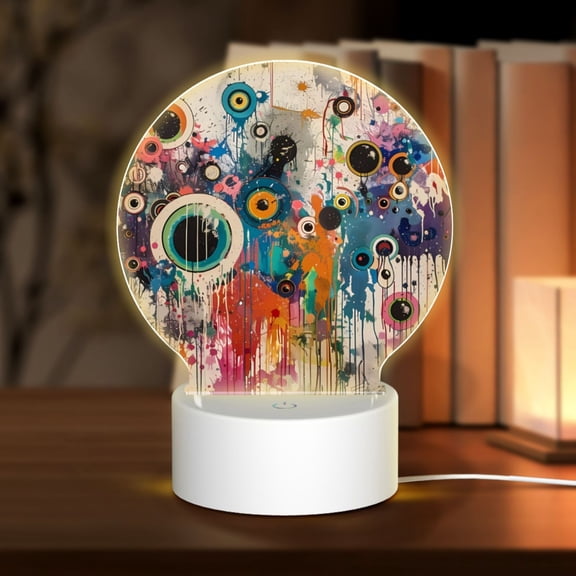 Naloa Abstract Colorful Dripping Circles Acrylic LED Night Light Custom LED Lights Personalized Nightlight Customized Gifts for Family Couples Friends