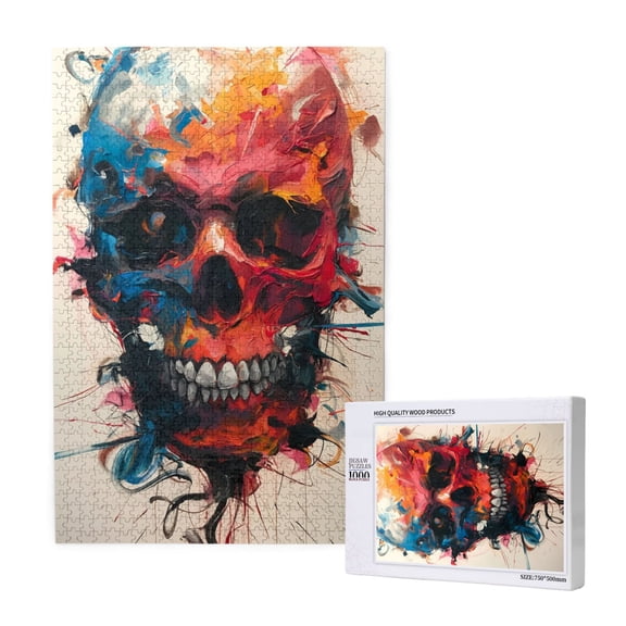 Naloa Abstract Colorful Skull Art Custom Puzzles Personalized Puzzle 1000 Pieces from Photo Custom Jigsaw Puzzle for Wedding, Graduation, (29.519.7in, Vertical)