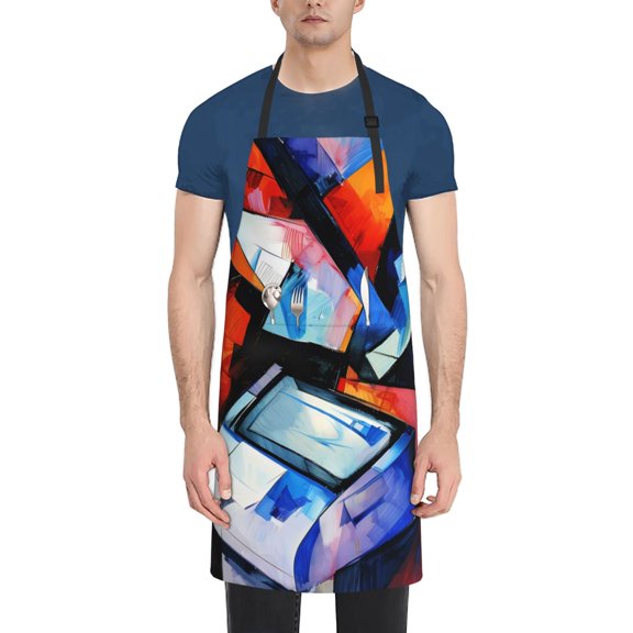 Naloa Abstract Cubist Printer Apron Kitchen Aprons with Pockets for Women Men Chef
