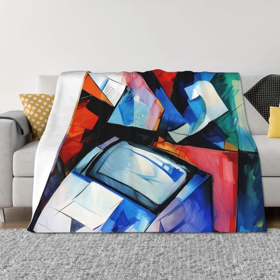 Naloa Abstract Cubist Printer Flannel Fleece Throw Blanket for Bed Couch, Thick Blanket - All Seasons Suitable for Women, Men and Kids-40"x30"
