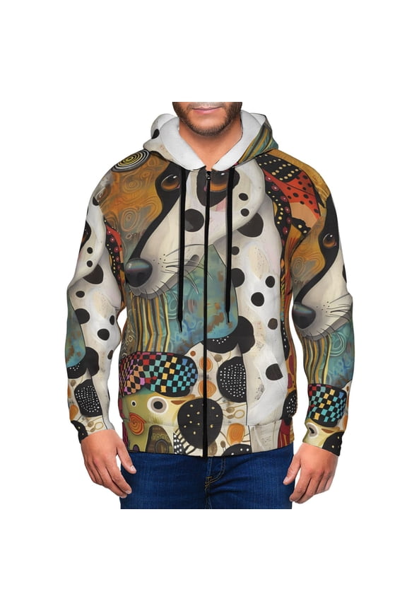 Abstract Dalmatian Art Men’s Hoodies, Zip up Hoodie, Sweatshirts,Hoodies for Men Sizes S-3XL-Small