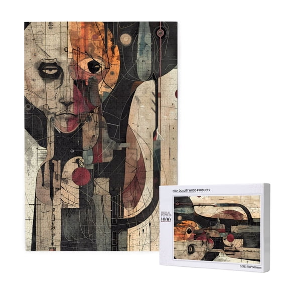 Naloa Abstract Geometric Faces Custom Puzzles Personalized Puzzle 1000 Pieces from Photo Custom Jigsaw Puzzle for Wedding, Graduation, (29.519.7in, Vertical)