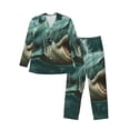 thumbnail image 1 of Naloa Abstract Geometric Shark Men’s Pajamas Set - Long Sleeve Button Down Sleep Shirt and Pajama Bottoms Sleepwear Set-X-Large, 1 of 7