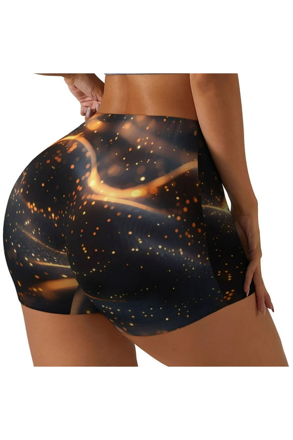 Abstract Glowing Wave Pattern Biker Shorts for Women Seamless Scrunch Short Women’s Yoga Shorts for Gym Running Sport Shorts-Small