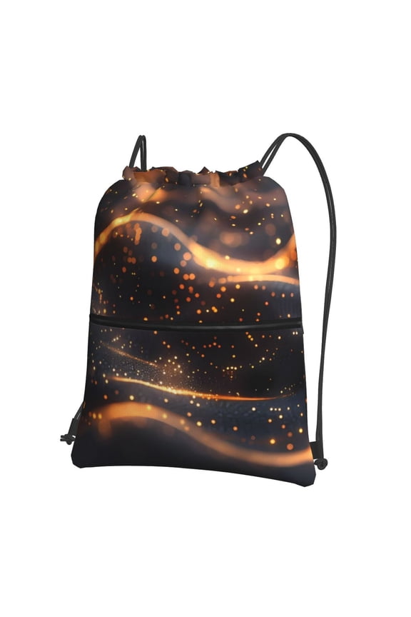 Abstract Glowing Wave Pattern Drawstring Backpack String Bag Cinch Water Resistant for Gym Shopping Sport Yoga