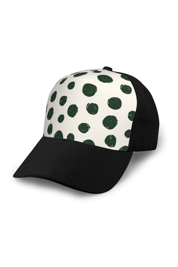 Abstract Green Polka Dot Adult adjustable Print Baseball Hat, Patchwork curved brim baseball capfor Men and Women, One Size
