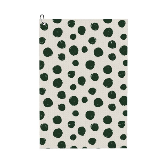 Naloa Abstract Green Polka Dot Golf Towel Golf Gift for Men and Women Golf Towel with Carabiner Clip to Quickly Remove Mud, Dirt and Sweat
