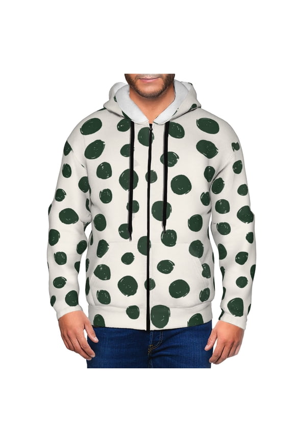 Abstract Green Polka Dot Men’s Hoodies, Zip up Hoodie, Sweatshirts,Hoodies for Men Sizes S-3XL-Medium