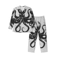 thumbnail image 1 of Naloa Abstract Ink Octopus Men’s Pajamas Set - Long Sleeve Button Down Sleep Shirt and Pajama Bottoms Sleepwear Set-Medium, 1 of 7