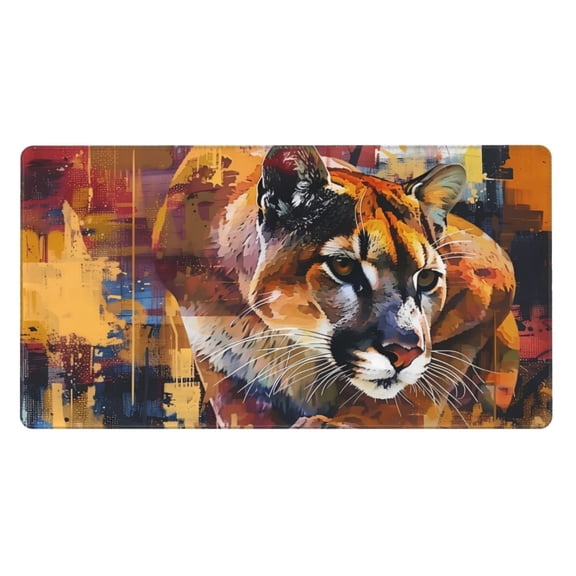 Naloa Abstract Lion Painting Gaming Mouse Pad Large Mouse Mat Long Extended Desk Pad Non-Slip Rubber Mice Pads Stitched Edges Thin Pad (16x29.5 Inch)