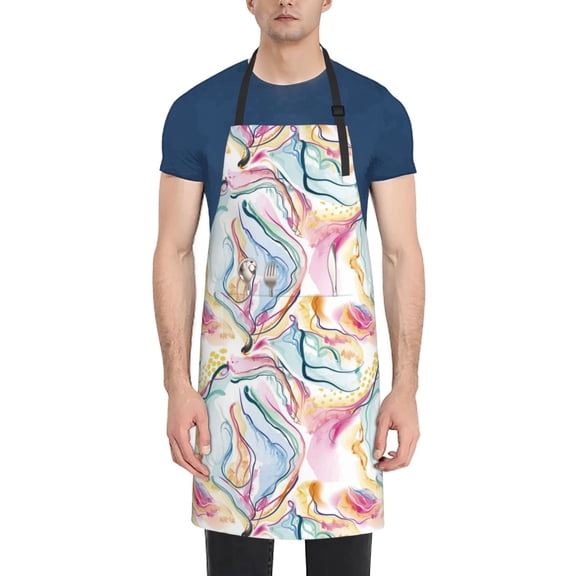 Naloa Abstract Marble Texture Apron Kitchen Aprons with Pockets for Women Men Chef