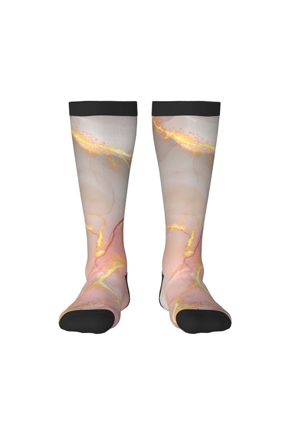 Abstract Marble Texture Knee Socks, High Socks Long Stretchy Sock Women Knee High Stocking, Long Socks for Women