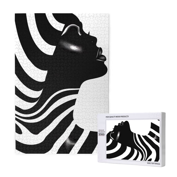 Naloa Abstract Monochrome Profile Custom Puzzles Personalized Puzzle 1000 Pieces from Photo Custom Jigsaw Puzzle for Wedding, Graduation, (29.519.7in, Vertical)