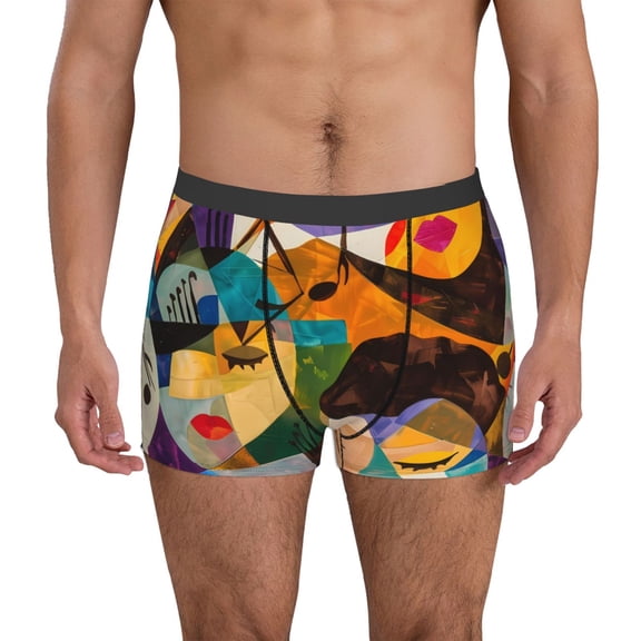 Naloa Abstract Musical Faces Mens Underwear - Boxers for Men, Mens Boxer Briefs, Classic Briefs for Men-Small