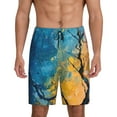 thumbnail image 1 of Naloa Abstract Night Sky Tree Men's Short Pajama Pants, Pj Shorts, Lounge Comfort Shorts-3X-Large, 1 of 6