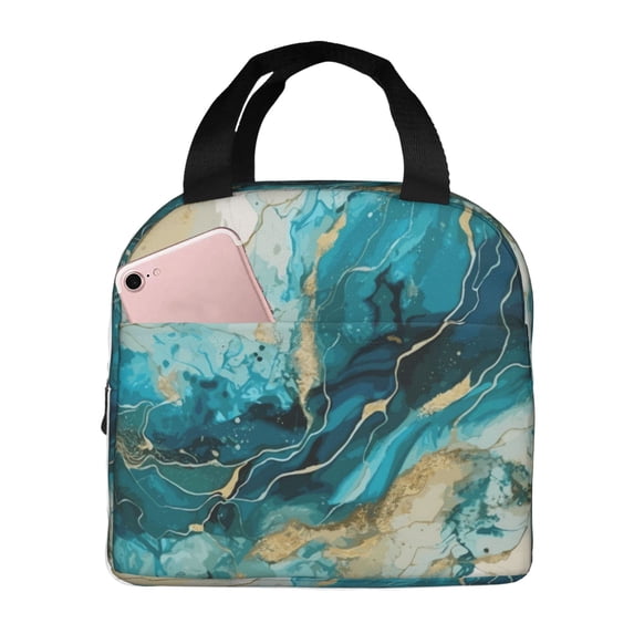 Naloa Abstract Ocean Currents Print Lunch Box for Women Men,Insulated Lunch Bag,Lunchbox,Thermal Leakproof Cooler,Reusable Lunch Tote Bag for Work School Travel Picnic