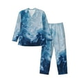 thumbnail image 1 of Naloa Abstract Ocean Waves Men’s Pajamas Set - Long Sleeve Button Down Sleep Shirt and Pajama Bottoms Sleepwear Set-X-Large, 1 of 7